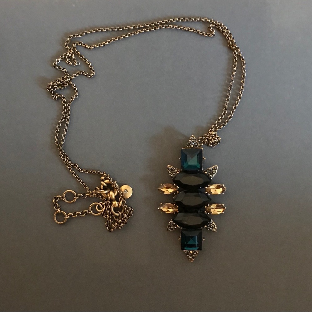 J Crew Long Jeweled Pendant Necklace